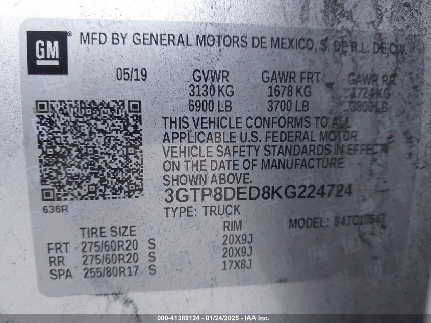 2019 GMC SIERRA 1500 SLT - 3GTP8DED8KG224724