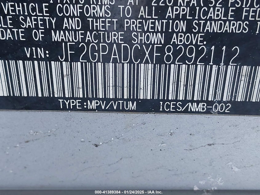 2015 SUBARU XV CROSSTREK 2.0I PREMIUM - JF2GPADCXF8292112