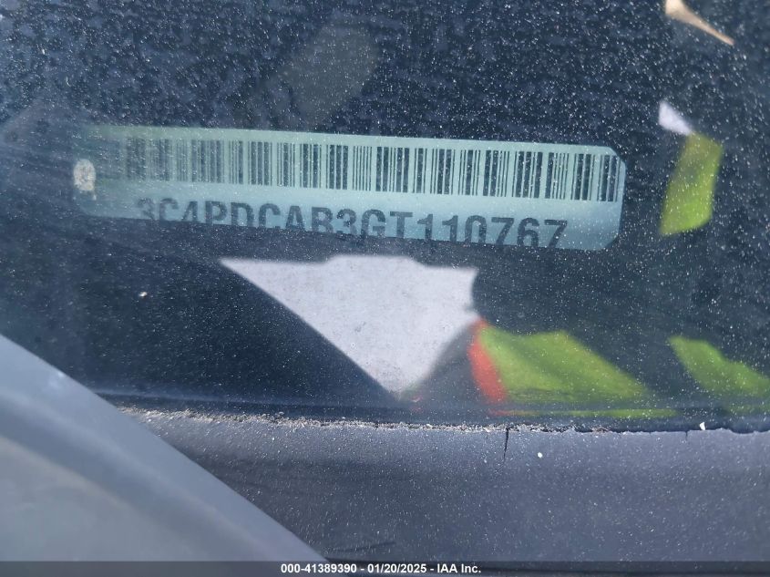 2016 Dodge Journey Se VIN: 3C4PDCAB3GT110767 Lot: 41389390