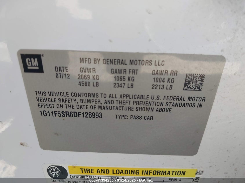 2013 CHEVROLET MALIBU ECO PREMIUM AUDIO - 1G11F5SR6DF128993