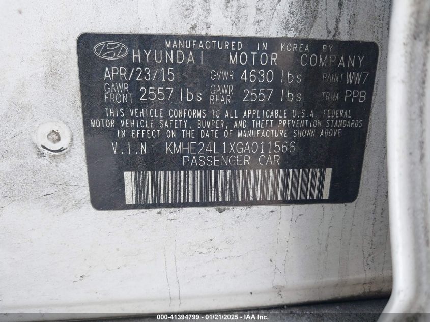 VIN KMHE24L1XGA011566 2016 HYUNDAI SONATA HYBRID no.9