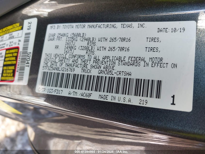 2020 TOYOTA TACOMA TRD OFF-ROAD - 5TFSZ5AN0LX216769