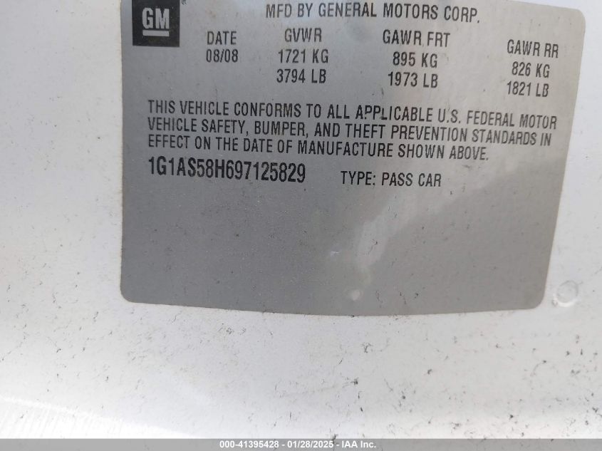 2009 Chevrolet Cobalt Ls VIN: 1G1AS58H697125829 Lot: 41395428