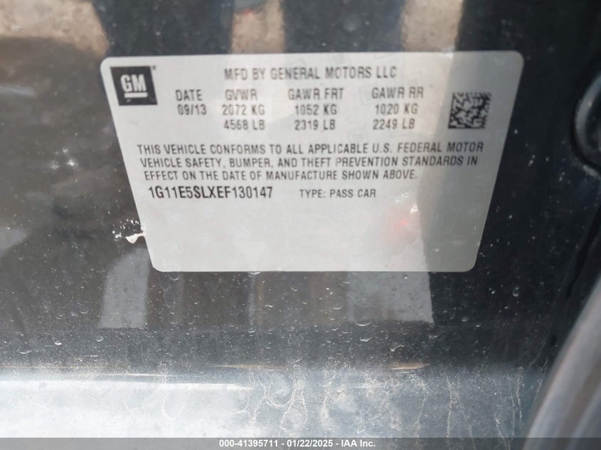 2014 CHEVROLET MALIBU VIN: 1G11E5SLXEF130147