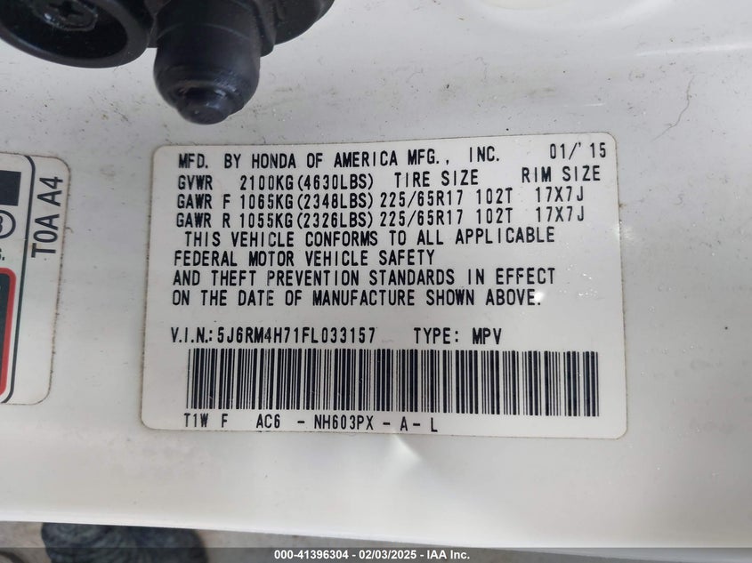 2015 HONDA CR-V EX-L - 5J6RM4H71FL033157