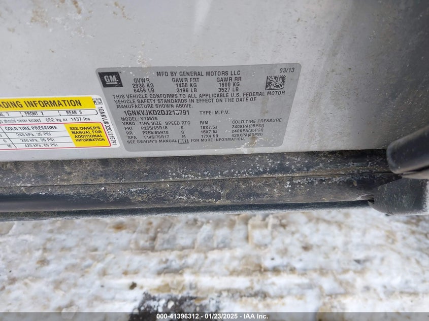 2013 CHEVROLET TRAVERSE 2LT - 1GNKVJKD2DJ215791