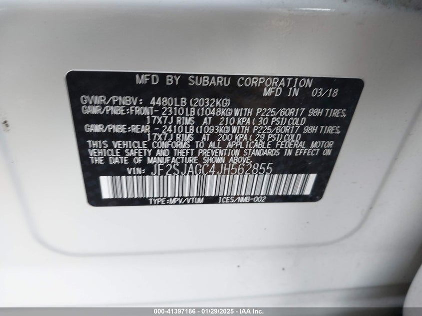 2018 SUBARU FORESTER 2.5I PREMIUM - JF2SJAGC4JH562855