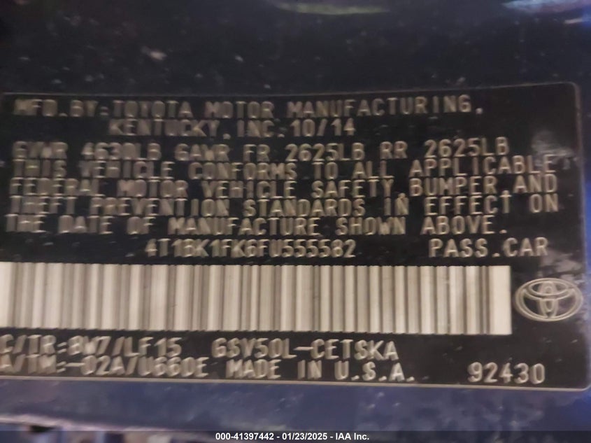 2015 TOYOTA CAMRY XSE V6 - 4T1BK1FK6FU555582