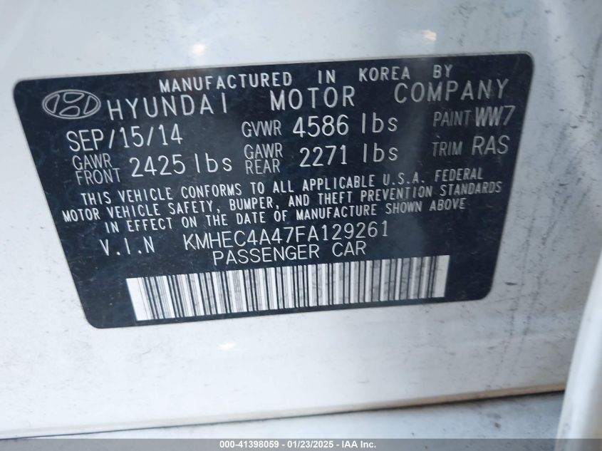 VIN KMHEC4A47FA129261 2015 HYUNDAI SONATA HYBRID no.9