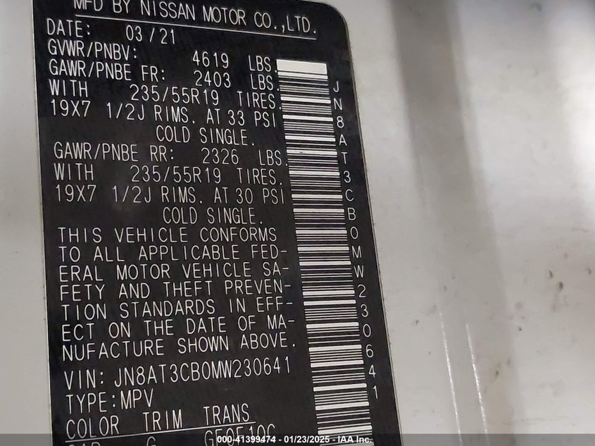 2021 NISSAN ROGUE SL INTELLIGENT AWD - JN8AT3CB0MW230641