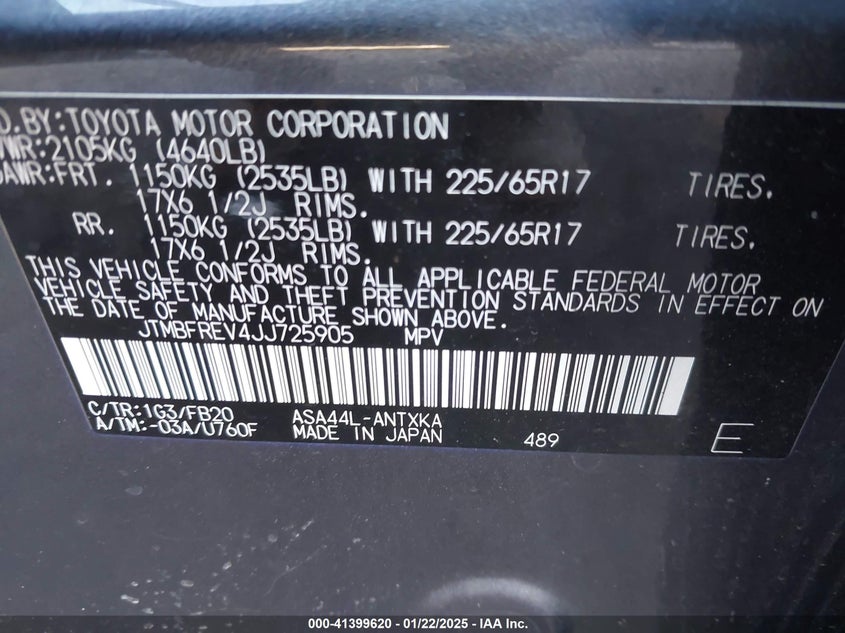 2018 TOYOTA RAV4 LE - JTMBFREV4JJ725905