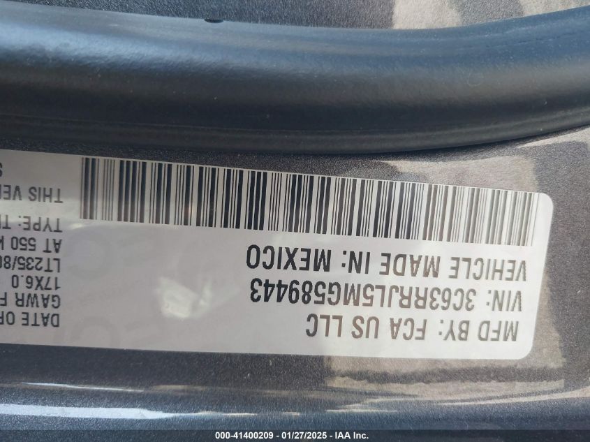 2021 Ram 3500 Laramie 4X4 8' Box VIN: 3C63RRJL5MG589443 Lot: 41400209
