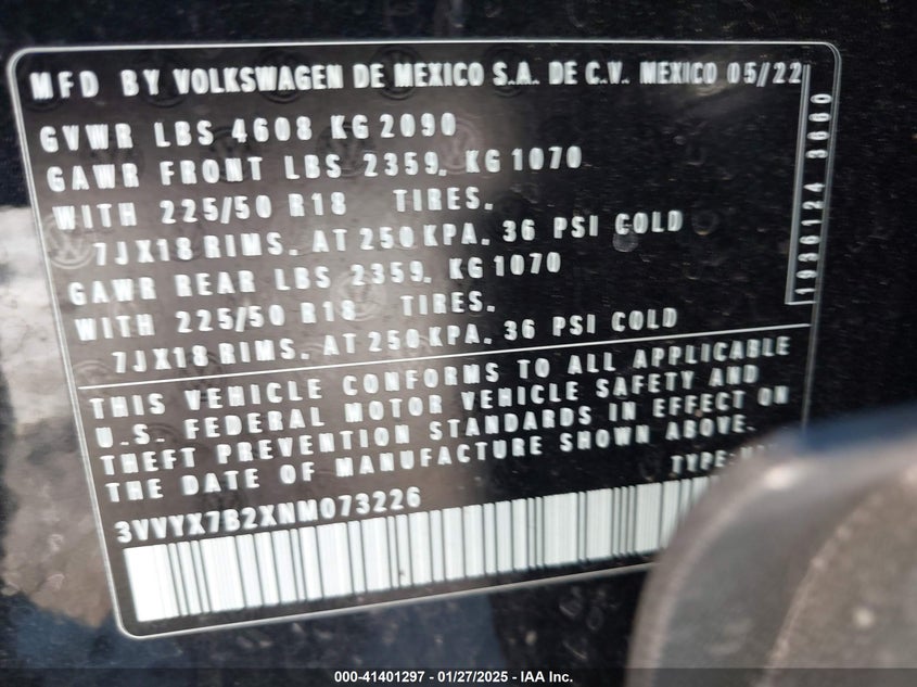 2022 VOLKSWAGEN TAOS 1.5T SE - 3VVYX7B2XNM073226