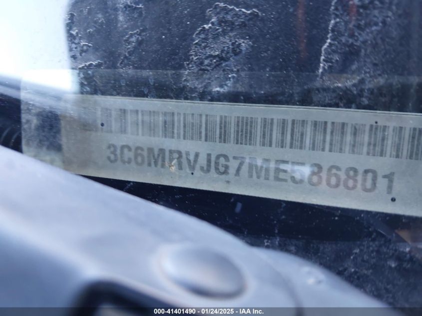 2021 Ram Promaster 3500 Cargo Van High Roof 159 Wb Ext VIN: 3C6MRVJG7ME586801 Lot: 41401490