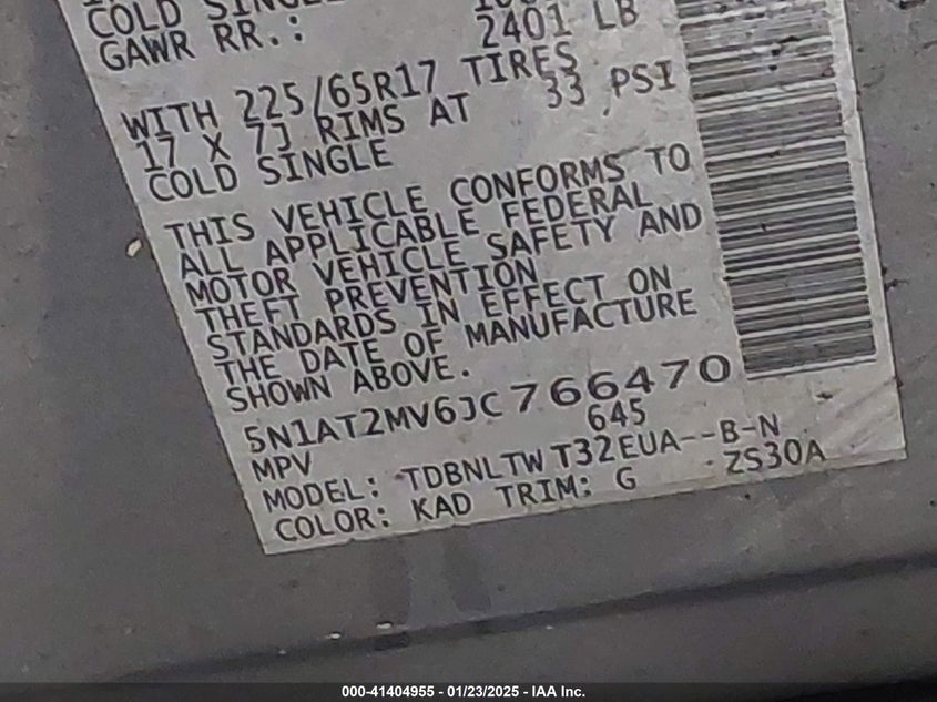 2018 NISSAN ROGUE SV - 5N1AT2MV6JC766470