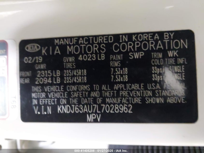 2020 KIA SOUL VIN: KNDJ63AU7L7028962