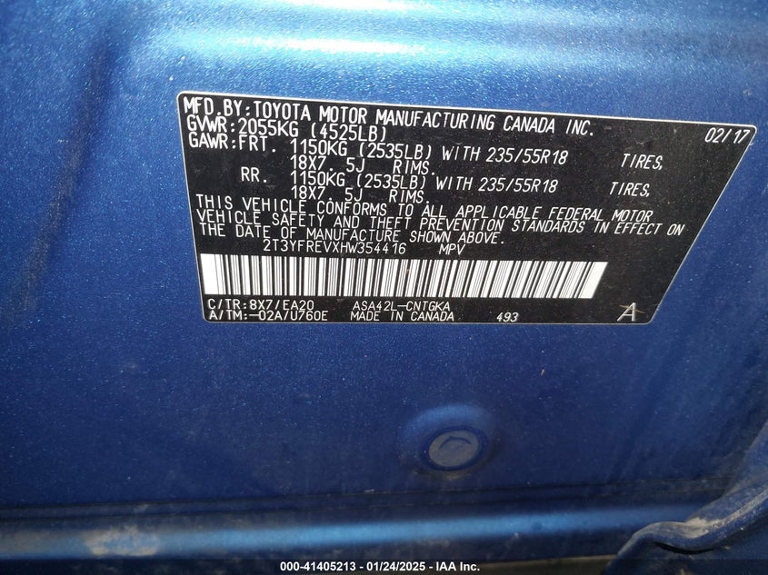 2017 TOYOTA RAV4 LIMITED - 2T3YFREVXHW354416