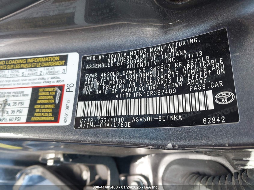 2014 TOYOTA CAMRY VIN: 4T4BF1FK1ER362409
