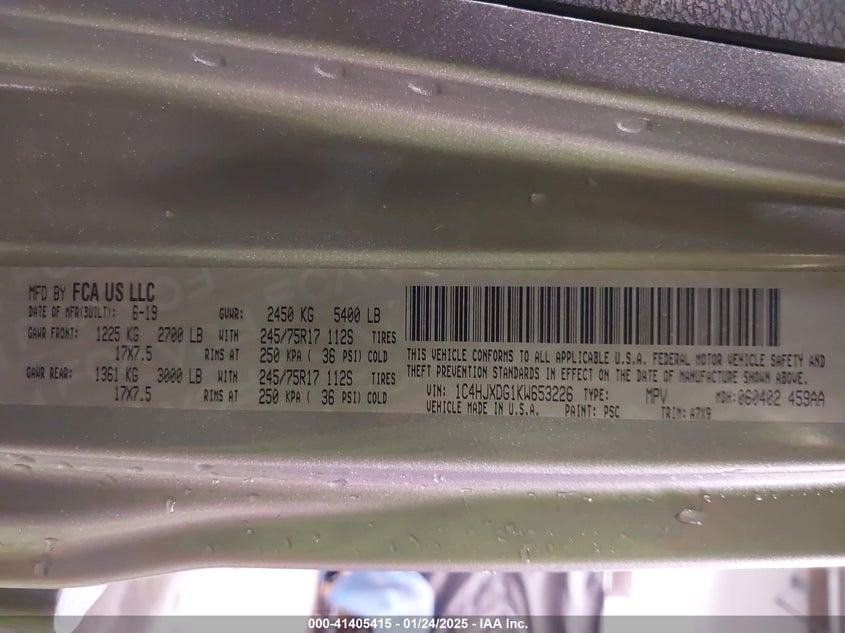 2019 JEEP WRANGLER UNLIMITED SPORT S 4X4 - 1C4HJXDG1KW653226