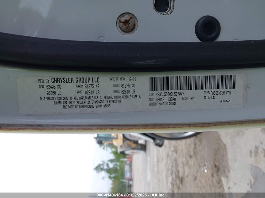 2011 DODGE CHALLENGER VIN: 2B3CJ5DT0BH597047