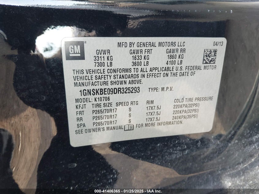 2013 CHEVROLET TAHOE LT - 1GNSKBE09DR325293