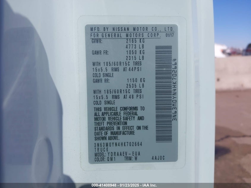 2017 CHEVROLET CITY EXPRESS 1LS - 3N63M0YN4HK702664