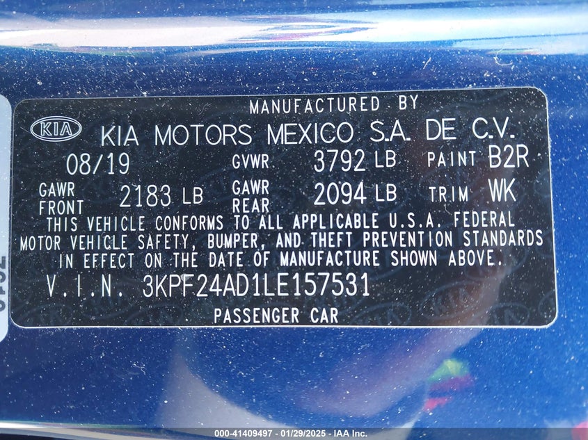 2020 KIA FORTE LXS - 3KPF24AD1LE157531