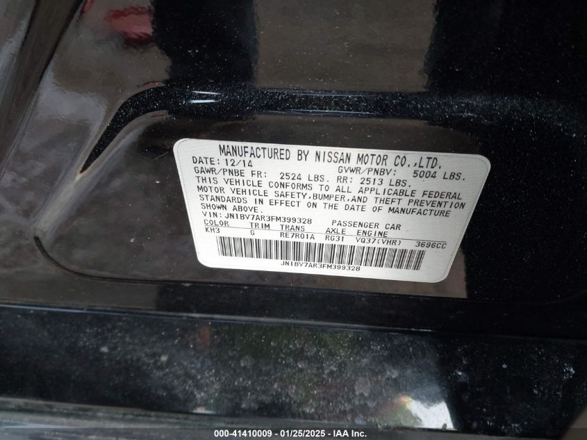 2015 Infiniti Q50 VIN: JN1BV7AR3FM399328 Lot: 41410009