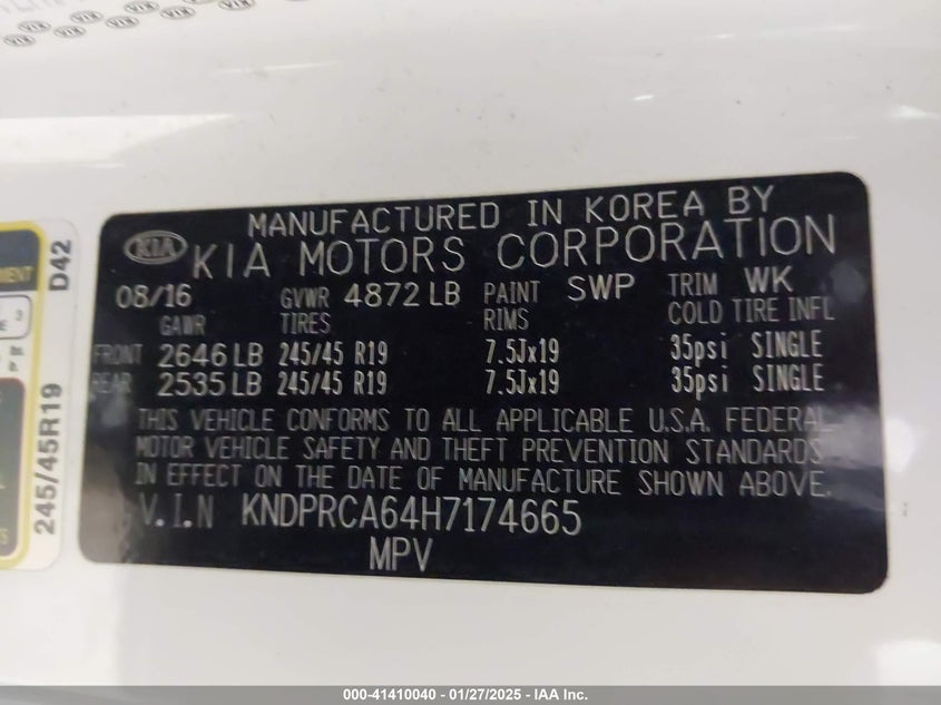 2017 KIA SPORTAGE SX TURBO - KNDPRCA64H7174665