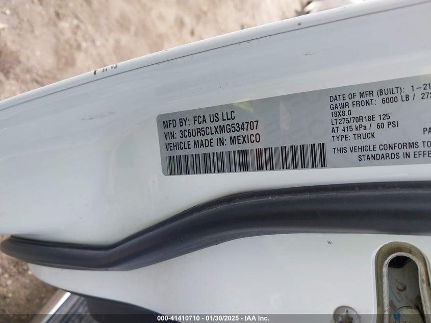 2021 RAM 2500 TRADESMAN  4X4 6'4 BOX - 3C6UR5CLXMG534707
