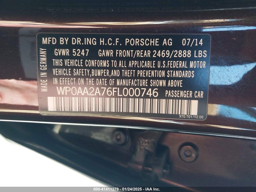 2015 PORSCHE PANAMERA 4 - WP0AA2A76FL000746