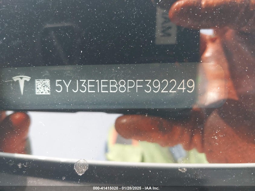 2023 TESLA MODEL 3 VIN: 5YJ3E1EB8PF392249