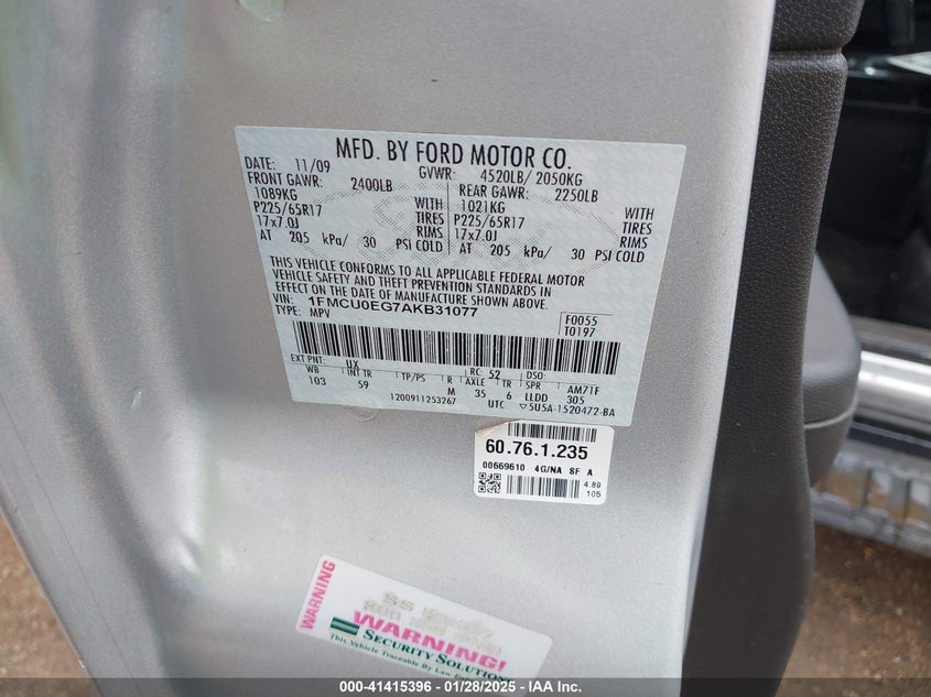 2010 FORD ESCAPE VIN: 1FMCU0EG7AKB31077