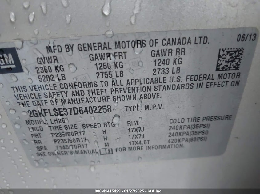 2013 GMC TERRAIN SLE-2 - 2GKFLSE37D6402258