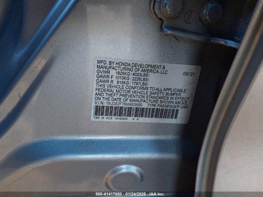 2021 Acura Ilx Premium Package/Technology Package VIN: 19UDE2F76MA009550 Lot: 41417650