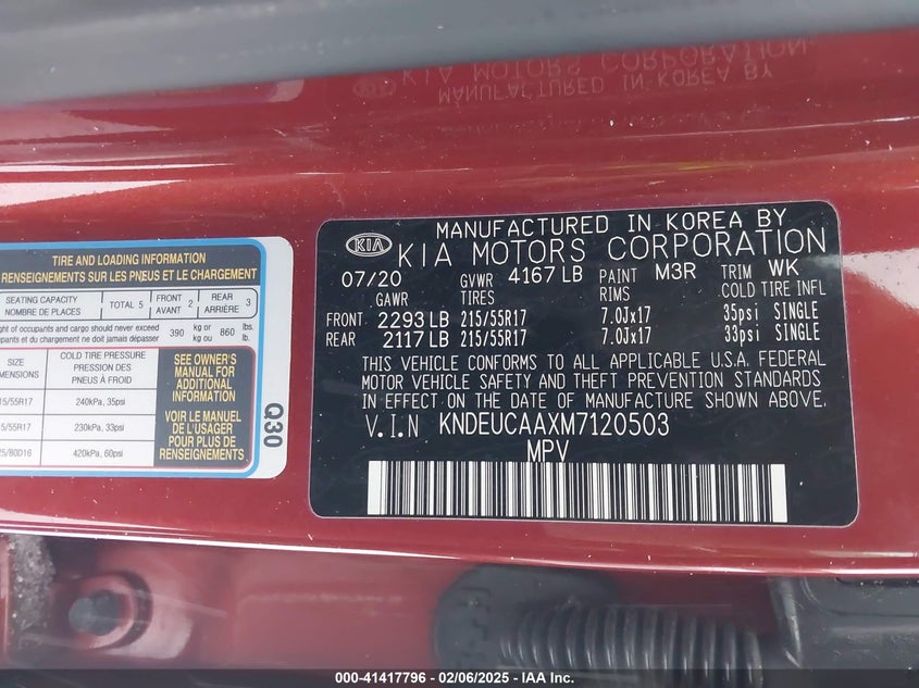 2021 KIA SELTOS VIN: KNDEUCAAXM7120503