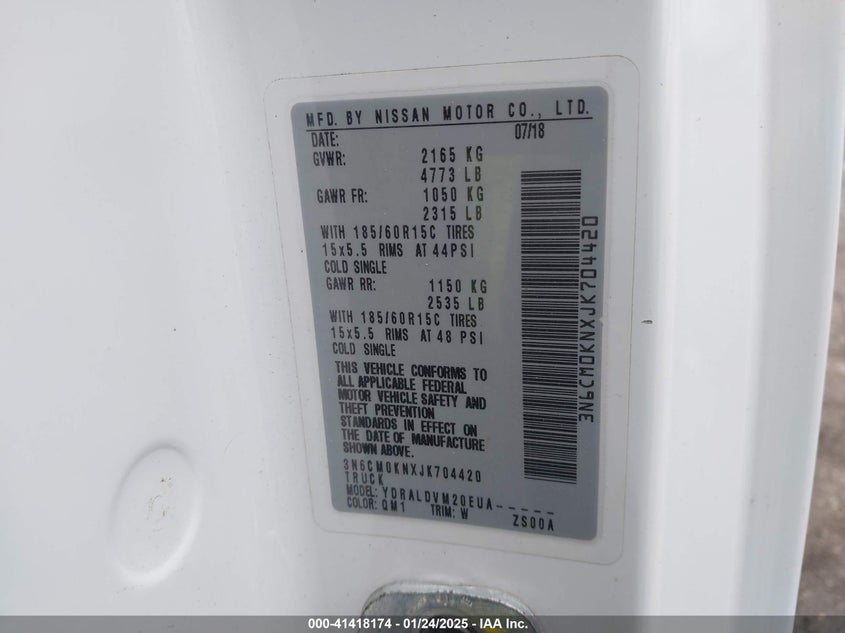 2018 NISSAN NV200 S - 3N6CM0KNXJK704420