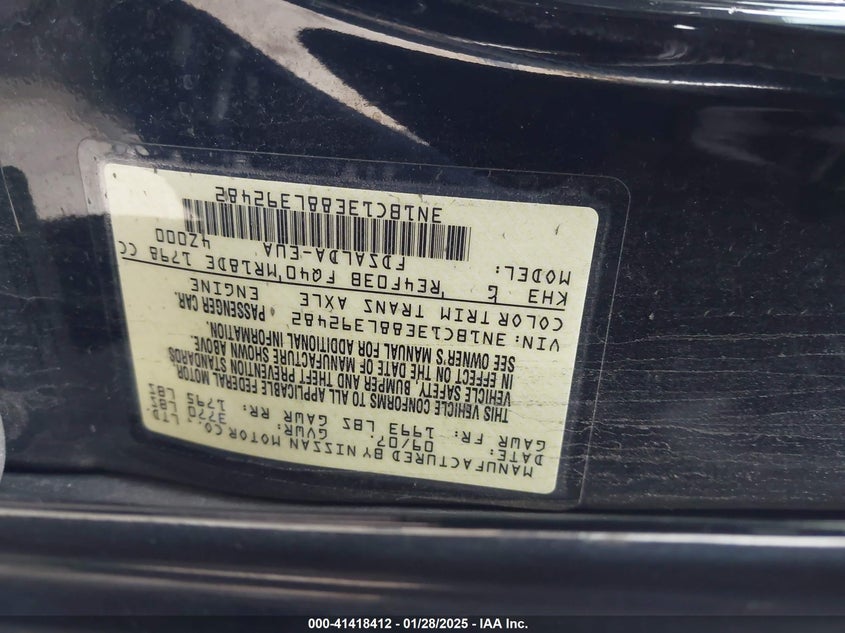 2008 NISSAN VERSA VIN: 3N1BC13E88L392482
