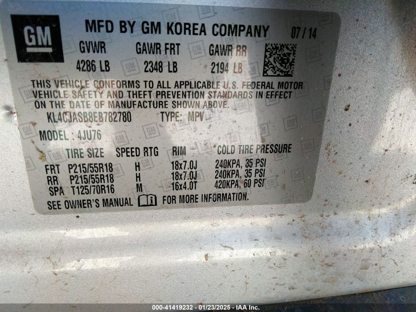 VIN KL4CJASB8EB782780 2014 Buick Encore no.9