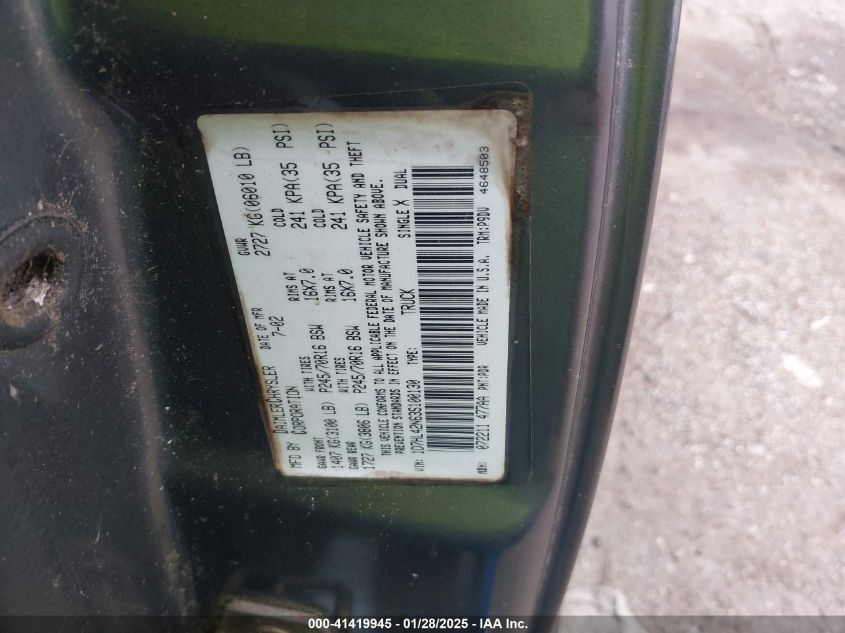 2003 Dodge Dakota Slt VIN: 1D7HL42N635100130 Lot: 41419945