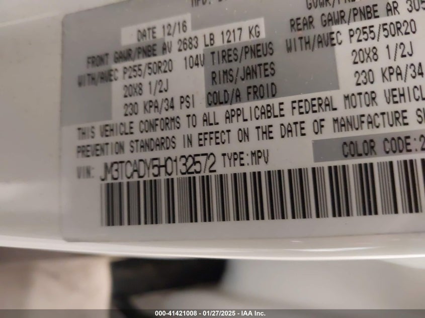 2017 MAZDA CX-9 GRAND TOURING - JM3TCADY5H0132572