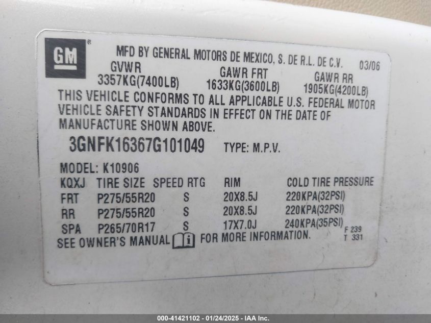 2010 GMC Yukon Xl 1500 Denali VIN: 1GKUKMEF8AR213036 Lot: 41421102