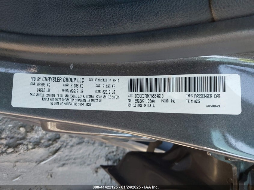 2015 CHRYSLER 200 VIN: 1C3CCCABXFN554619