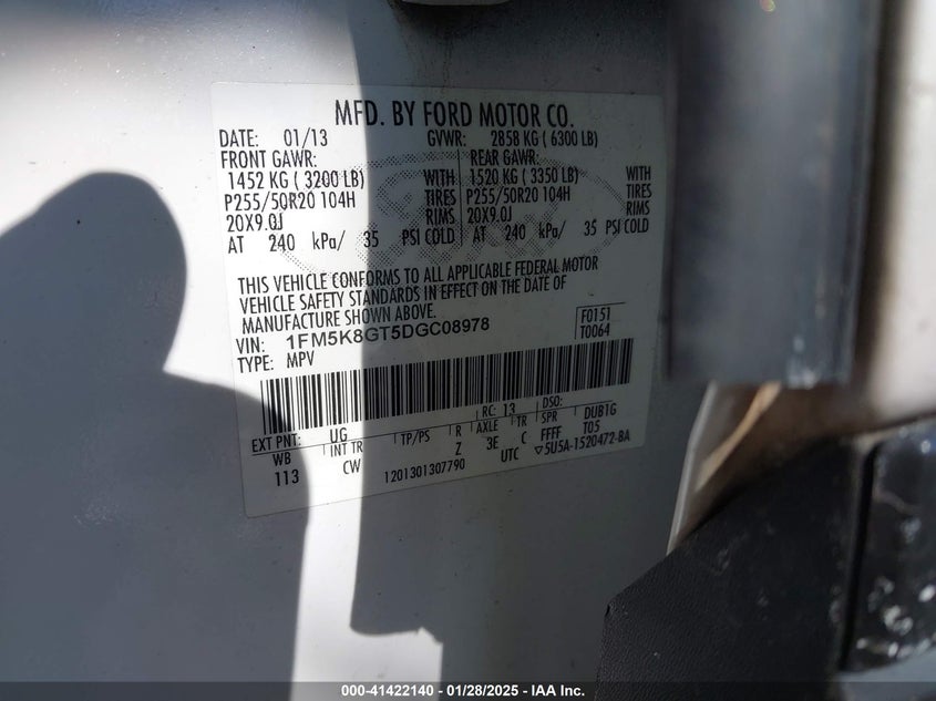 2013 FORD EXPLORER SPORT - 1FM5K8GT5DGC08978