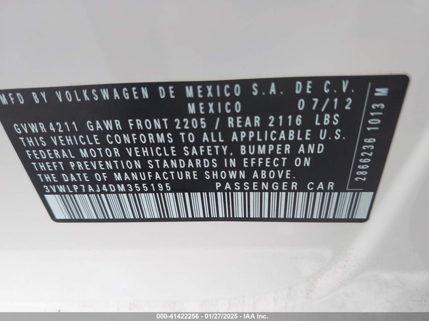 2013 VOLKSWAGEN JETTA 2.5L SEL - 3VWLP7AJ4DM355195