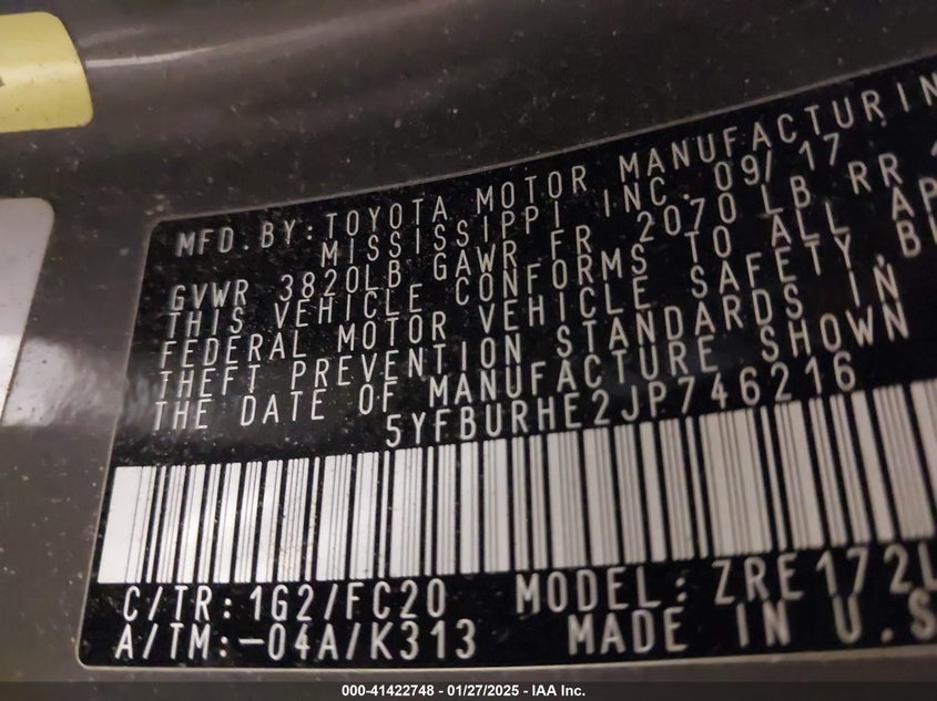 2018 TOYOTA COROLLA SE - 5YFBURHE2JP746216