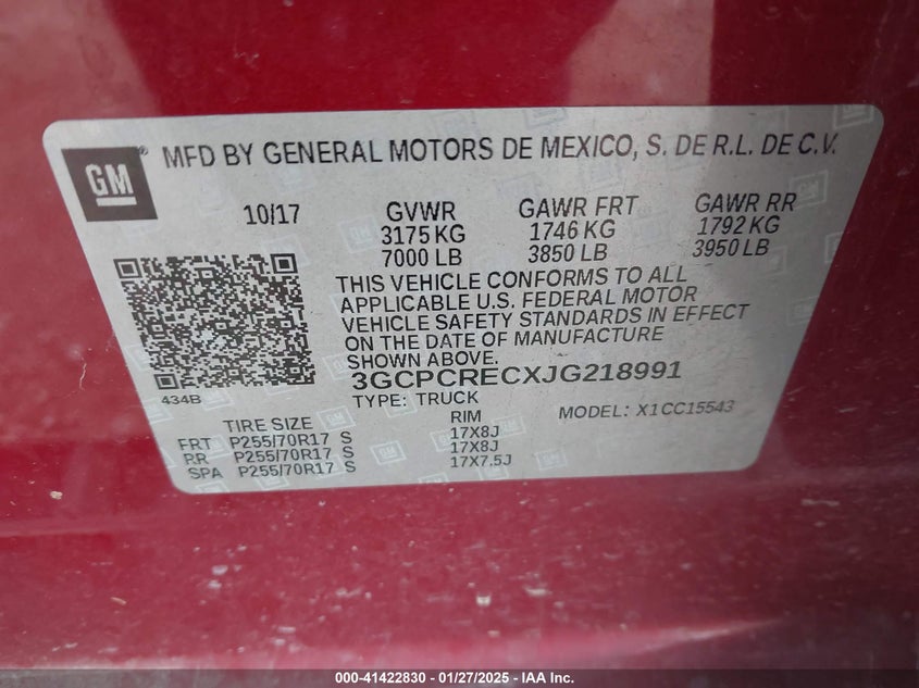 2018 CHEVROLET SILVERADO 1500 1LT - 3GCPCRECXJG218991