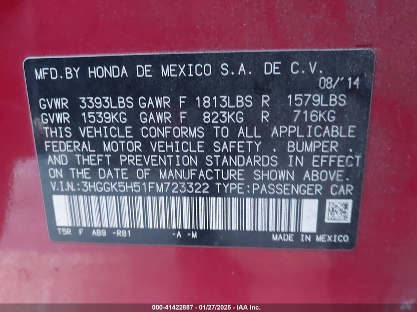 2015 HONDA FIT LX - 3HGGK5H51FM723322