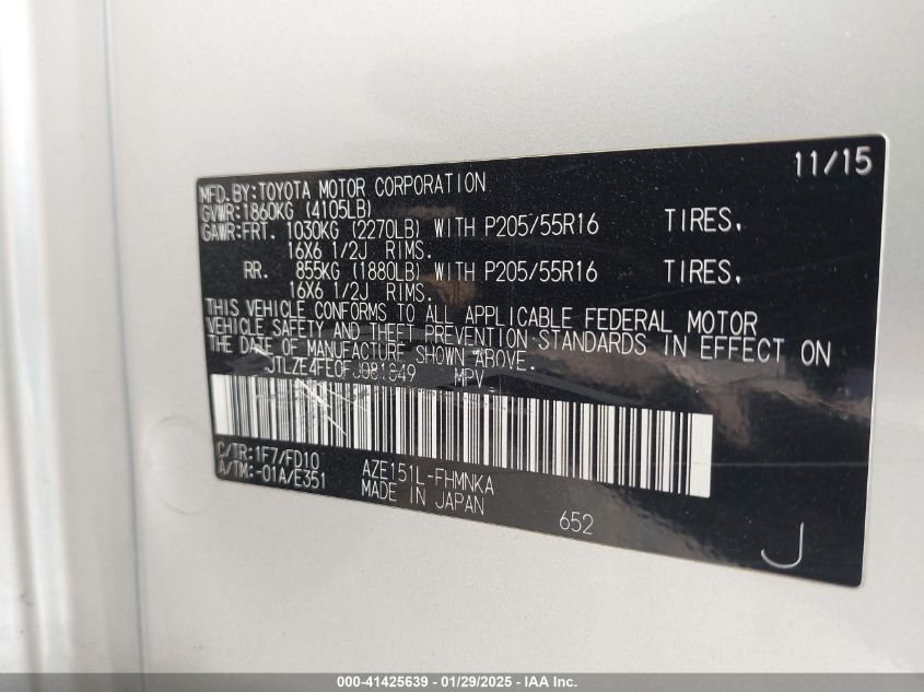 2015 Scion Xb VIN: JTLZE4FE0FJ081849 Lot: 41425639