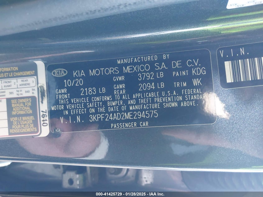 2021 KIA FORTE LXS - 3KPF24AD2ME294575